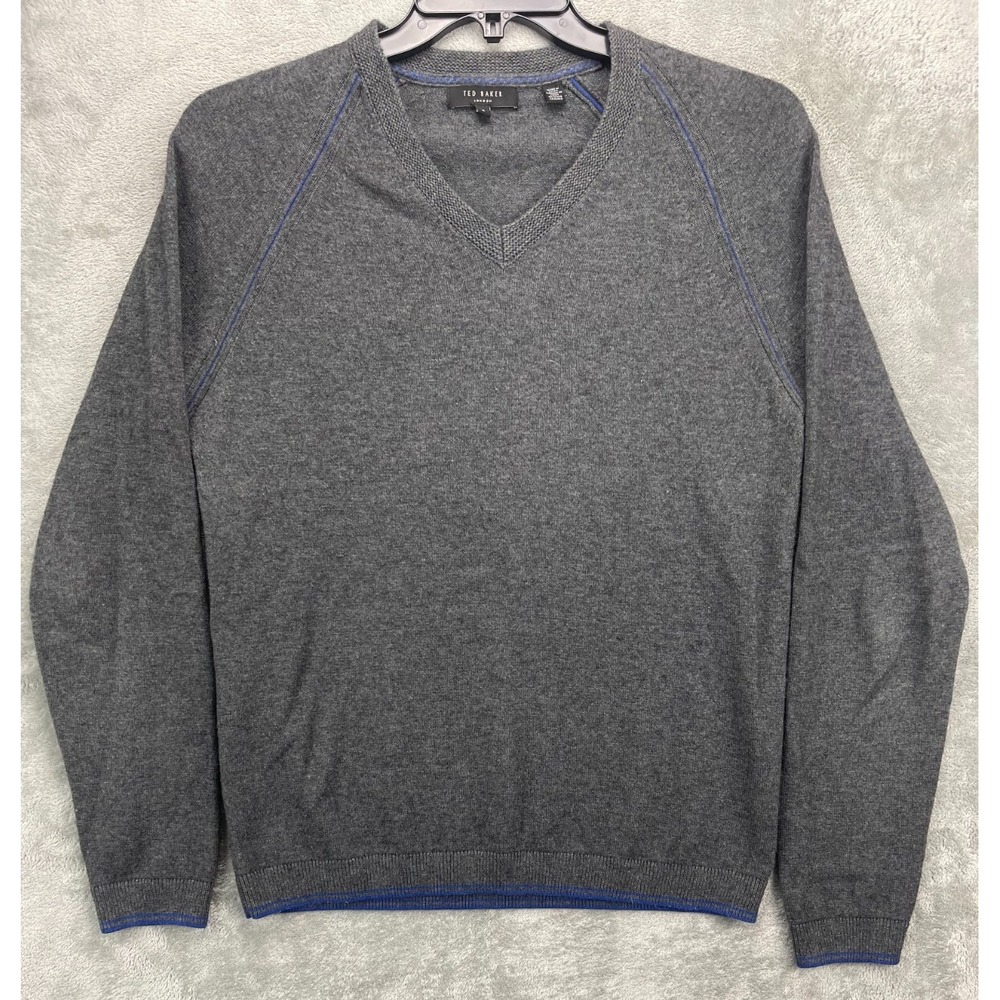 Ted Baker Womens Sweater Sz 4 (US 10) Gray Cashmere Wool Blend Pullover Luxury‎
